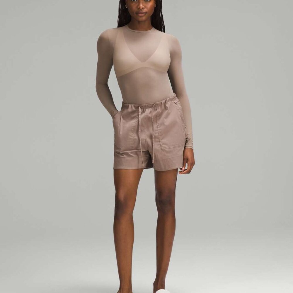 NWT Lululemon Wundermost Nulu Mesh Long-Sleeve Crewneck Bodysuit Taupetastic - Picture 2 of 9